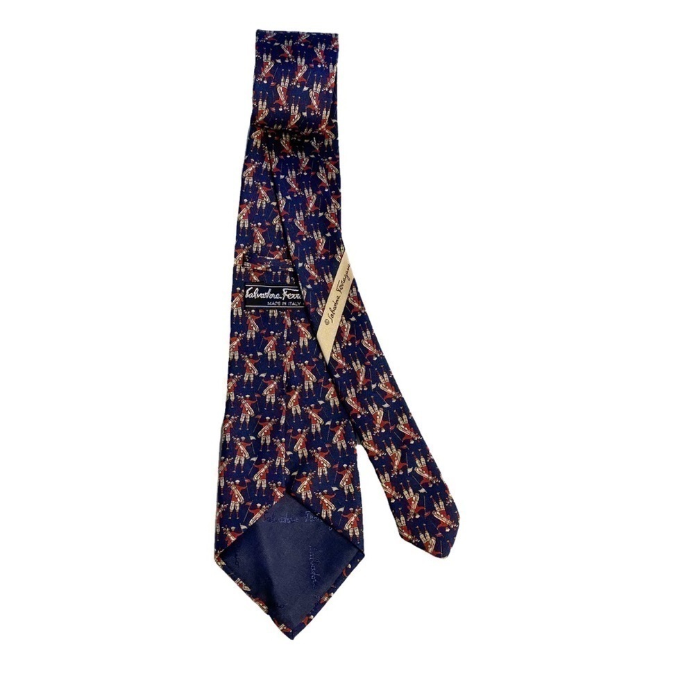 SALVATORE Ferragamo Silk Golf Tie - Picture 11 of 11